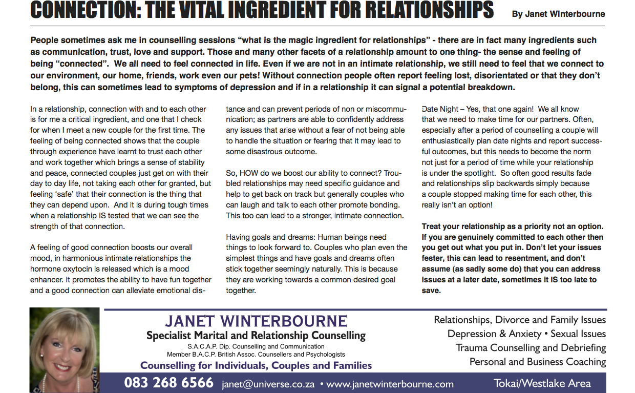 A Good Attitude Can Help Your Relationship Succeed | Psychologist Cape Town Connection: The vital ingredient for relationships | Psychologist Cape Town